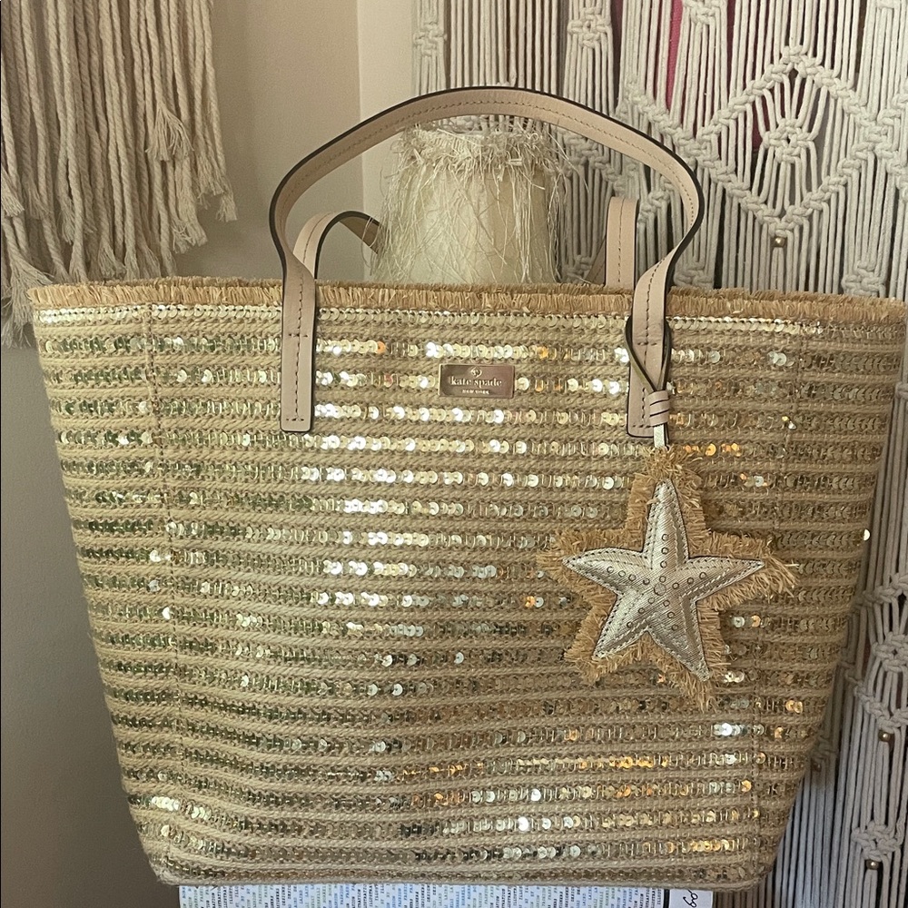 NWOT Kate Spade Gold Sequin Tote with Star Charm
